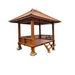 Jual gazebo jati Jepara asli desain minimalis modern untuk taman rumah