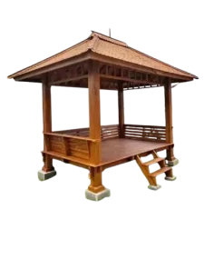Jual gazebo jati Jepara asli desain minimalis modern untuk taman rumah