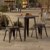meja kursi cafe outdoor besi warna coklat model industrial