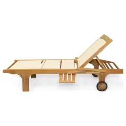 Jual Kursi Santai Kolam Renang Kayu Jati – Outdoor Lounge Minimalis ala Jimbaran 6 kursi panjang outdoor jati untuk kolam renang dengan roda