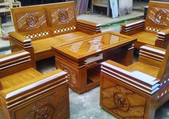 Desain kursi tamu minimalis kayu solid ukir halus Jepara
