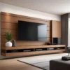Lemari TV ruang tamu minimalis kayu jati elegan