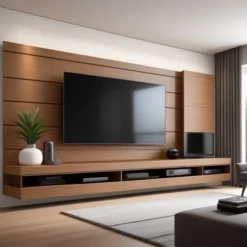 Lemari TV ruang tamu minimalis kayu jati elegan