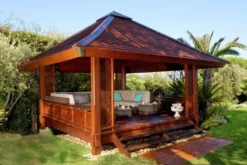 Gazebo Bali Sanur kayu jati minimalis untuk villa dan resort