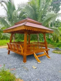 gazebo kayu jati minimalis outdoor terbaru dari toko furniture Jepara