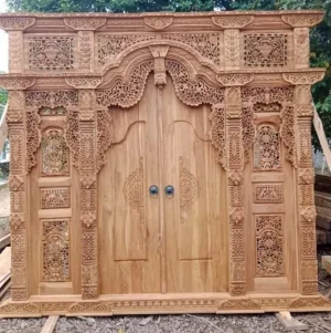 harga pintu gebyok ukuran 3 meter kayu jati jepara