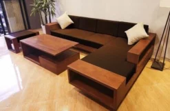 Kursi sudut minimalis polos kayu jati Jepara modern elegan