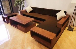 Kursi sudut minimalis polos kayu jati Jepara modern elegan