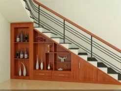 lemari bawah tangga kayu jati minimalis modern jepara