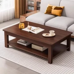 meja tamu kantor minimalis multifungsi kayu jati