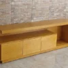 "Meja TV minimalis kayu jati solid finishing natural modern"