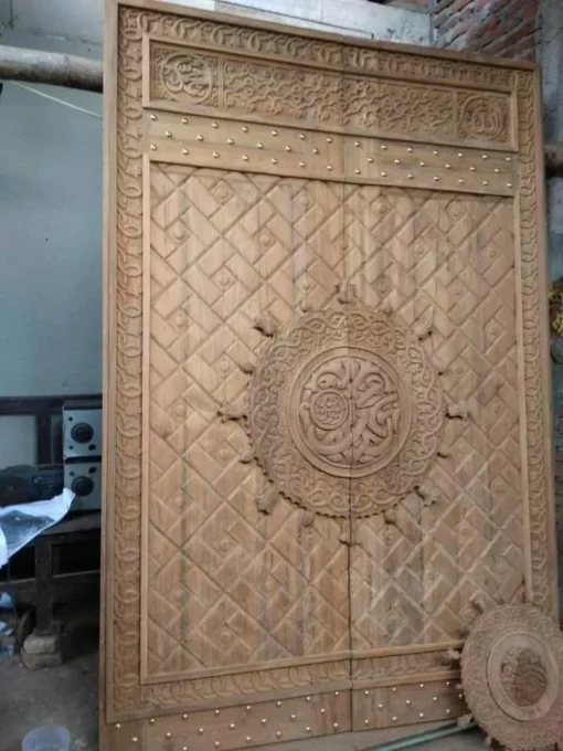 Pintu Masjid Nabawi Kayu Jati Tua Belum Finishing