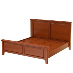Tempat tidur minimalis kayu jati Jepara model 2021 tampilan sudut depan.