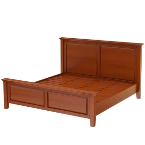 Tempat tidur minimalis kayu jati Jepara model 2021 tampilan sudut depan.