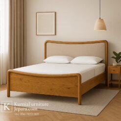 tempat tidur kayu jati modern desain minimalis