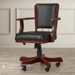 kursi kantor roda kayu minimalis warna hitam