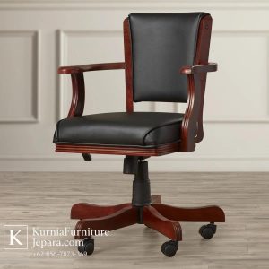 kursi kantor roda kayu minimalis warna hitam
