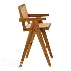 stool kayu jati ergonomis dengan footrest kokoh