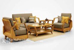 set kursi tamu jati modern dengan desain minimalis