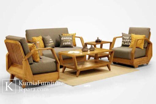 set kursi tamu jati modern dengan desain minimalis