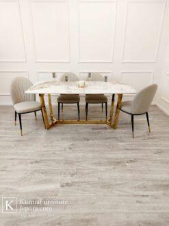 meja makan marmer 4 kursi modern
