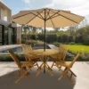 Set meja payung taman kursi lipat jati minimalis untuk outdoor dan kolam renang