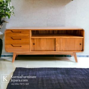 tv cabinet kayu jati minimalis modern buatan jepara