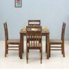 Meja makan minimalis 4 kursi dari kayu solid dengan desain sederhana dan elegan