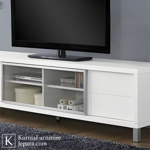 Terbaik Rak TV Minimalis Warna Putih dengan Kabinet Geser & Rak Multimedia 7 Untitled design 10 34