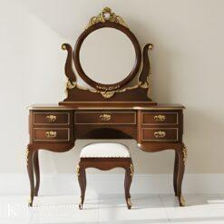 Graceful Meja Rias Kamar Kayu Klasik dengan Cermin Bulat & Aksen Emas Artistik 5 Untitled design 10 39