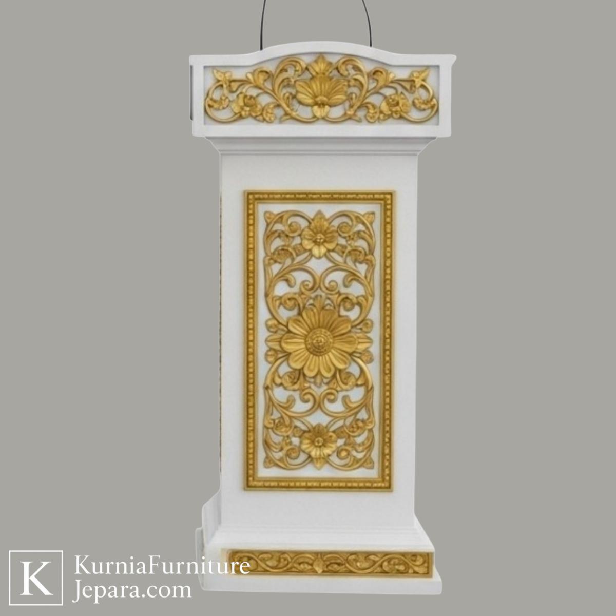 Megah Mimbar Masjid Madinah Putih Emas dengan Ornamen Klasik Bernuansa Suci 4 Megah Mimbar Masjid Madinah Putih Emas dengan Ornamen Klasik Bernuansa Suci - Image 2