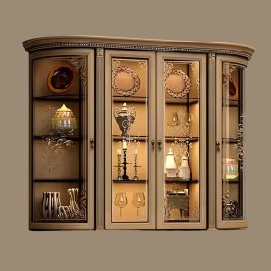 Luxury Lemari Hias Minimalis Modern Kaca Lengkung Warna Cream dengan Rak Display 6 Untitled design 11 13