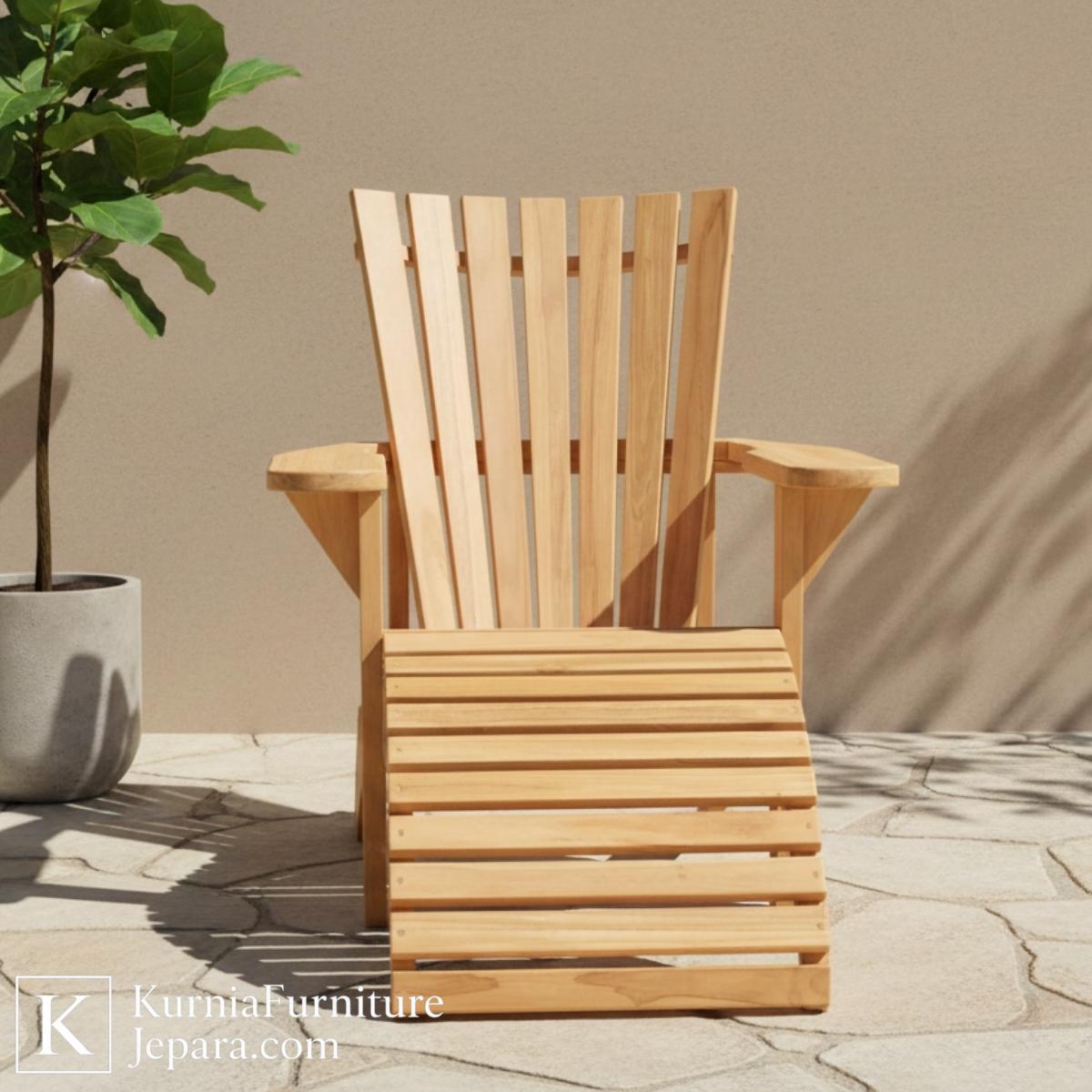 Prime Kursi Outdoor Unik Kayu Jati dengan Sandaran Ergonomis & Footrest 5 Prime Kursi Outdoor Unik Kayu Jati dengan Sandaran Ergonomis & Footrest - Image 3