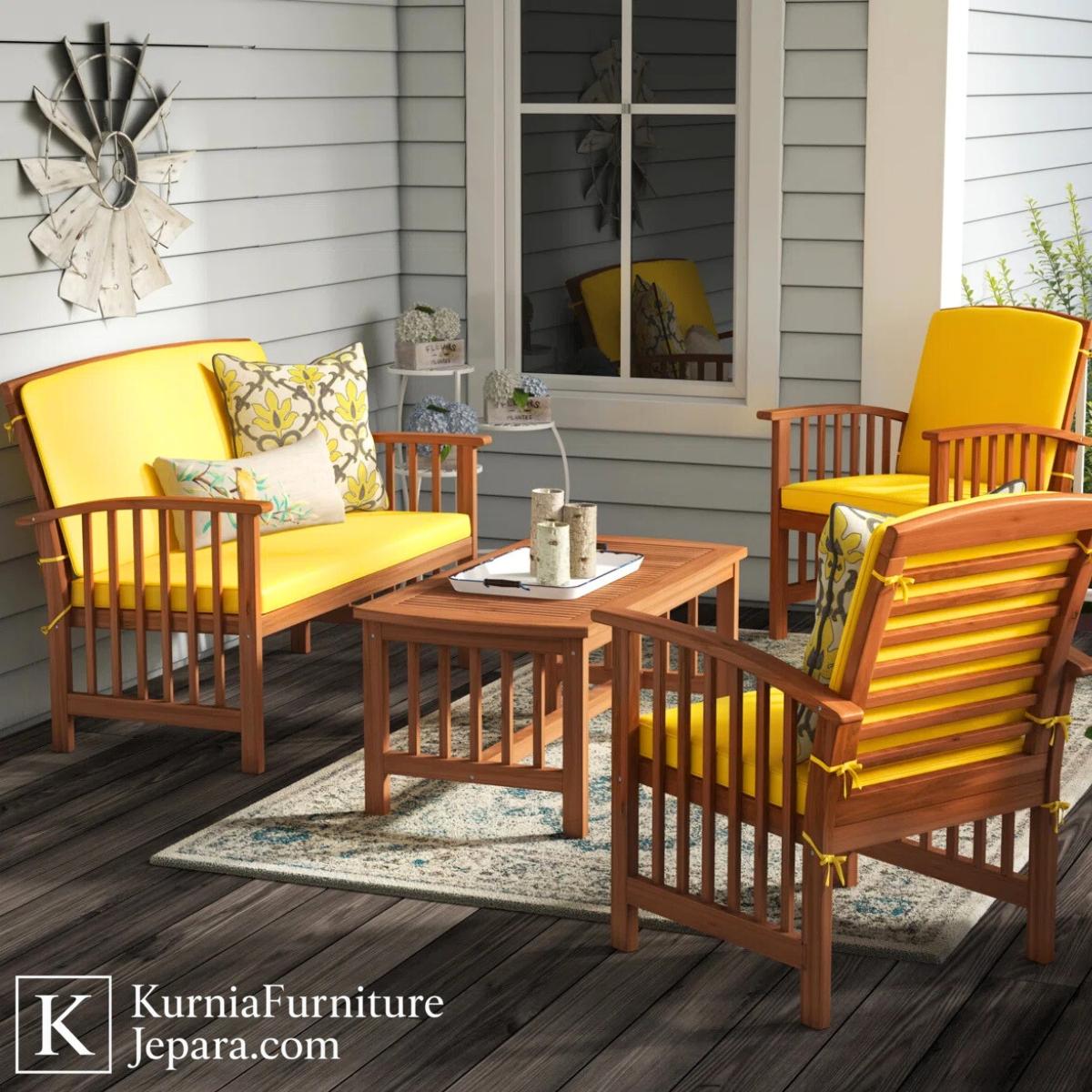 Nyaman Kursi Set Outdoor Kayu Lengkap dengan Meja, Cocok untuk Taman, Teras & Area Santai 4 Nyaman Kursi Set Outdoor Kayu Lengkap dengan Meja, Cocok untuk Taman, Teras & Area Santai - Image 2