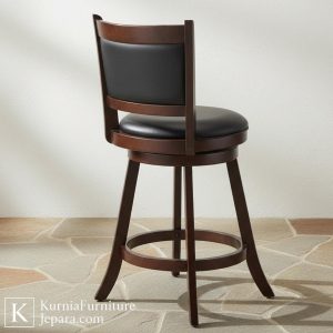 Luxury Bangku Kursi Cafe Kayu & Kulit dengan Sandaran Empuk Tampilan Klasik Modern untuk Interior Cafe 8 Untitled design 12 13