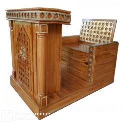 mimbar jati ukir kayu solid dengan desain islami dan struktur kokoh untuk masjid