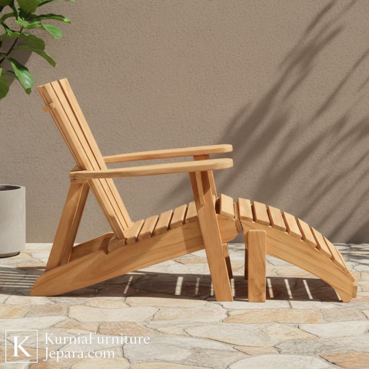 Prime Kursi Outdoor Unik Kayu Jati dengan Sandaran Ergonomis & Footrest 6 Prime Kursi Outdoor Unik Kayu Jati dengan Sandaran Ergonomis & Footrest - Image 4