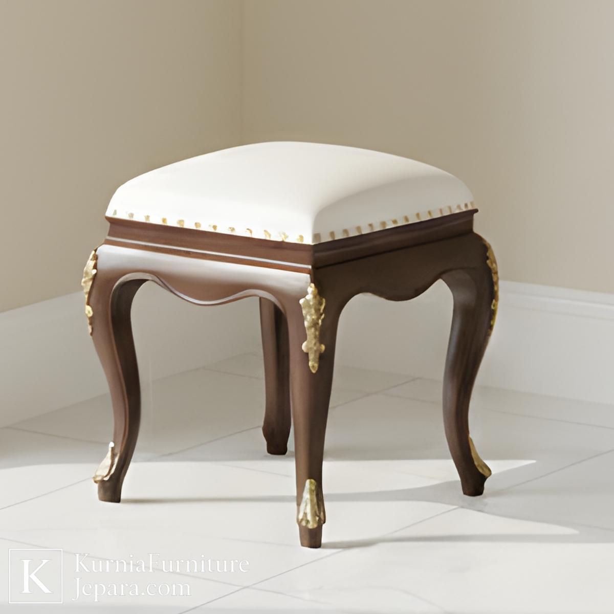 Graceful Meja Rias Kamar Kayu Klasik dengan Cermin Bulat & Aksen Emas Artistik 4 Graceful Meja Rias Kamar Kayu Klasik dengan Cermin Bulat & Aksen Emas Artistik - Image 3