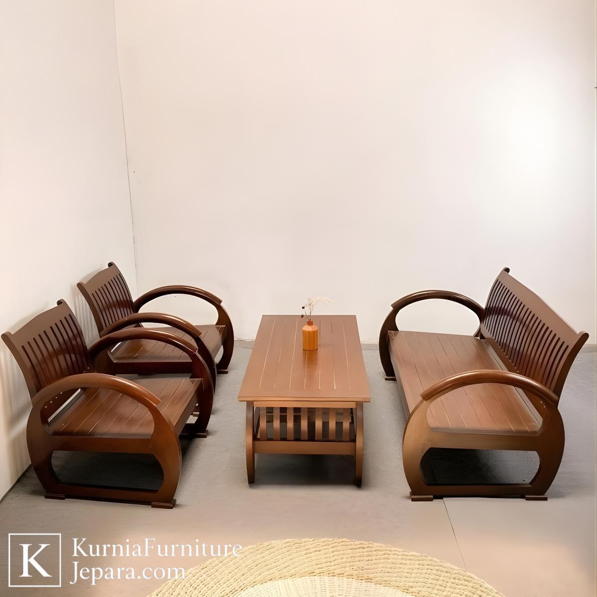 Smartline Kursi untuk Ruang Tamu Kecil Kayu Minimalis Elegan 3 Kursi untuk ruang tamu kecil dari kayu dengan desain minimalis dan bentuk ramping