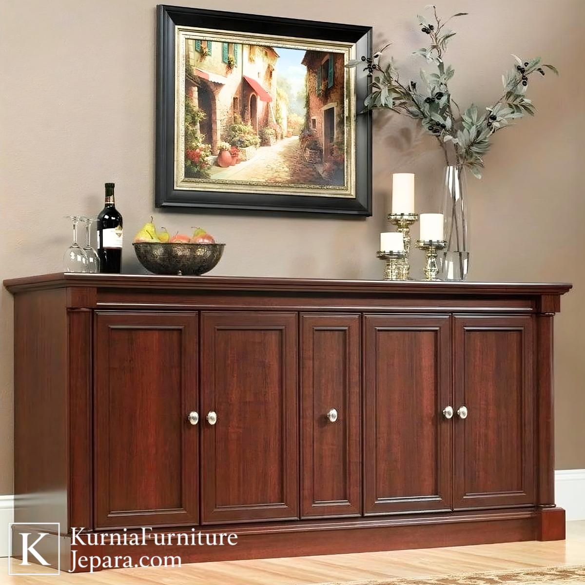 Elegan Bufet TV Kayu Jati Minimalis Desain Klasik Modern 3 Bufet tv kayu jati minimalis desain klasik modern dengan pintu kaca