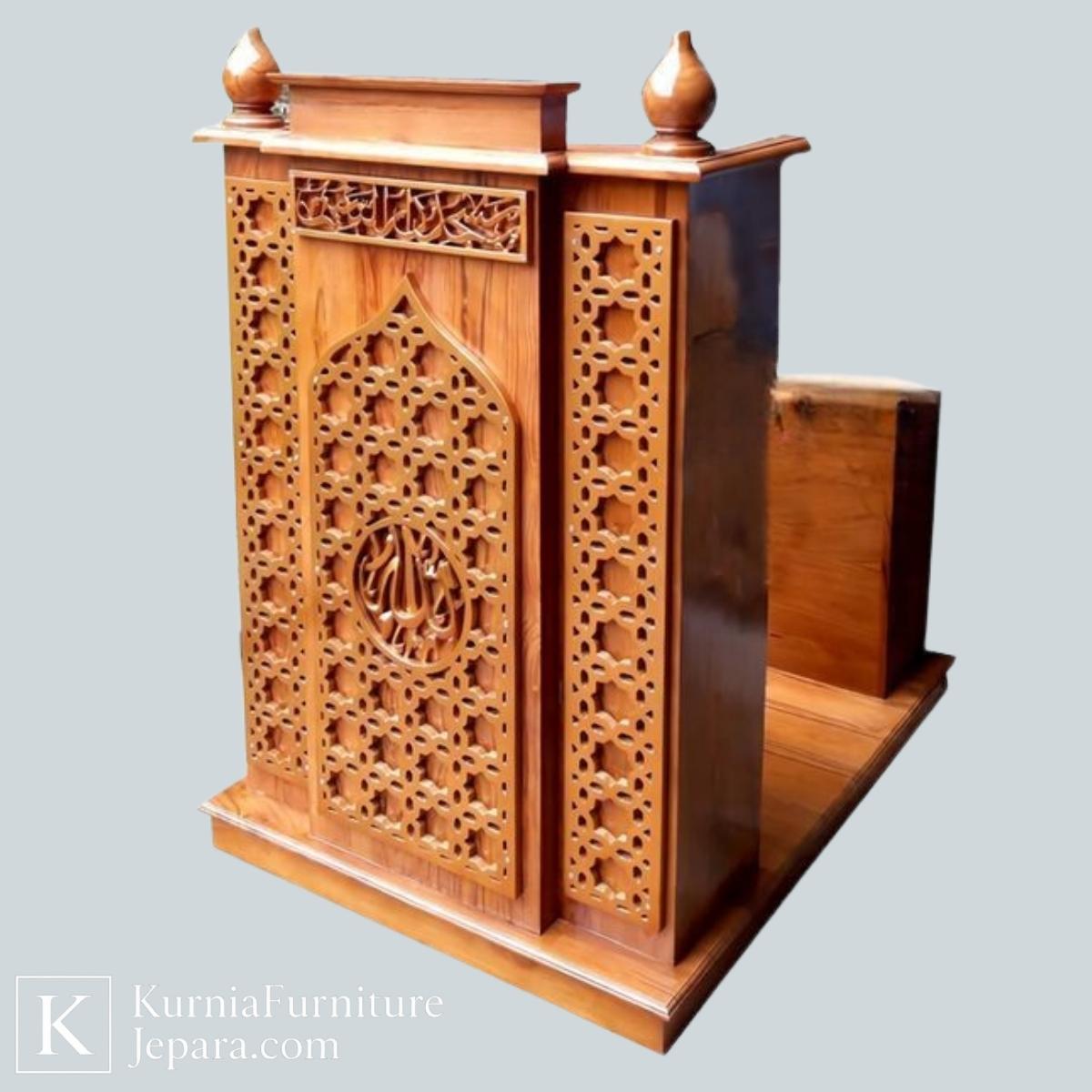 Istimewa Jual Mimbar Ukiran Islami Kayu Jati Elegan untuk Dakwah Masjid 4 Jual mimbar masjid ukiran islami kayu jati dengan desain klasik elegan dan kokoh