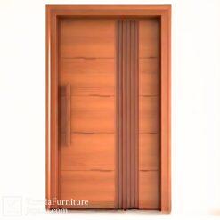 Kusen pintu unik kayu jati futuristik dengan desain garis vertikal modern dan tampilan minimalis