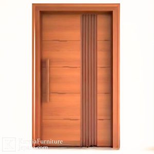 Kusen pintu unik kayu jati futuristik dengan desain garis vertikal modern dan tampilan minimalis