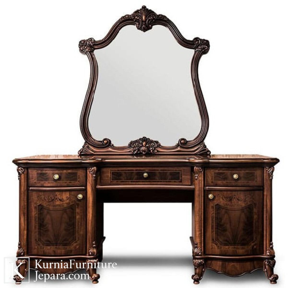 Elegan Meja Rias Jati Antik Ukiran Klasik Mewah Berkelas 4 Elegan Meja Rias Jati Antik Ukiran Klasik Mewah Berkelas - Image 2