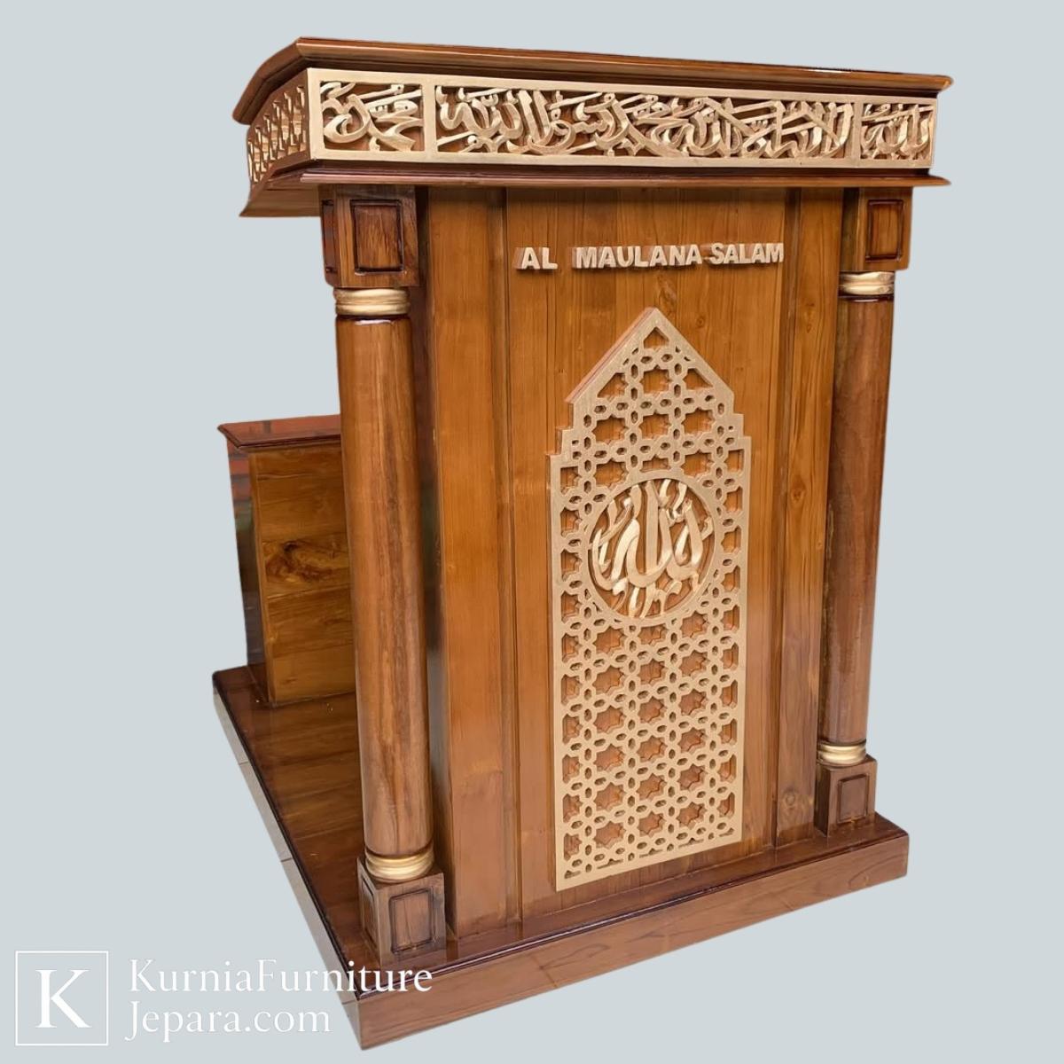Luhur Mimbar Raudhah Kayu Jati Ukiran Kaligrafi Islami Penuh Keagungan 4 Luhur Mimbar Raudhah Kayu Jati Ukiran Kaligrafi Islami Penuh Keagungan - Image 2