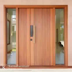jual kusen pintu kayu modern minimalis dengan panel kaca samping