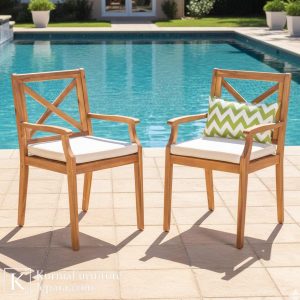 kursi outdoor murah kayu dengan bantalan empuk