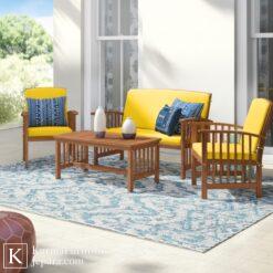 kursi set outdoor kayu lengkap dengan meja