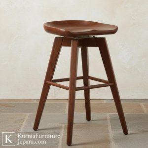 Bangku cafe unik kayu solid dengan dudukan bentuk organik dan kaki kokoh