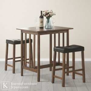 bangku cafe minimalis kayu solid dengan dudukan empuk desain modern
